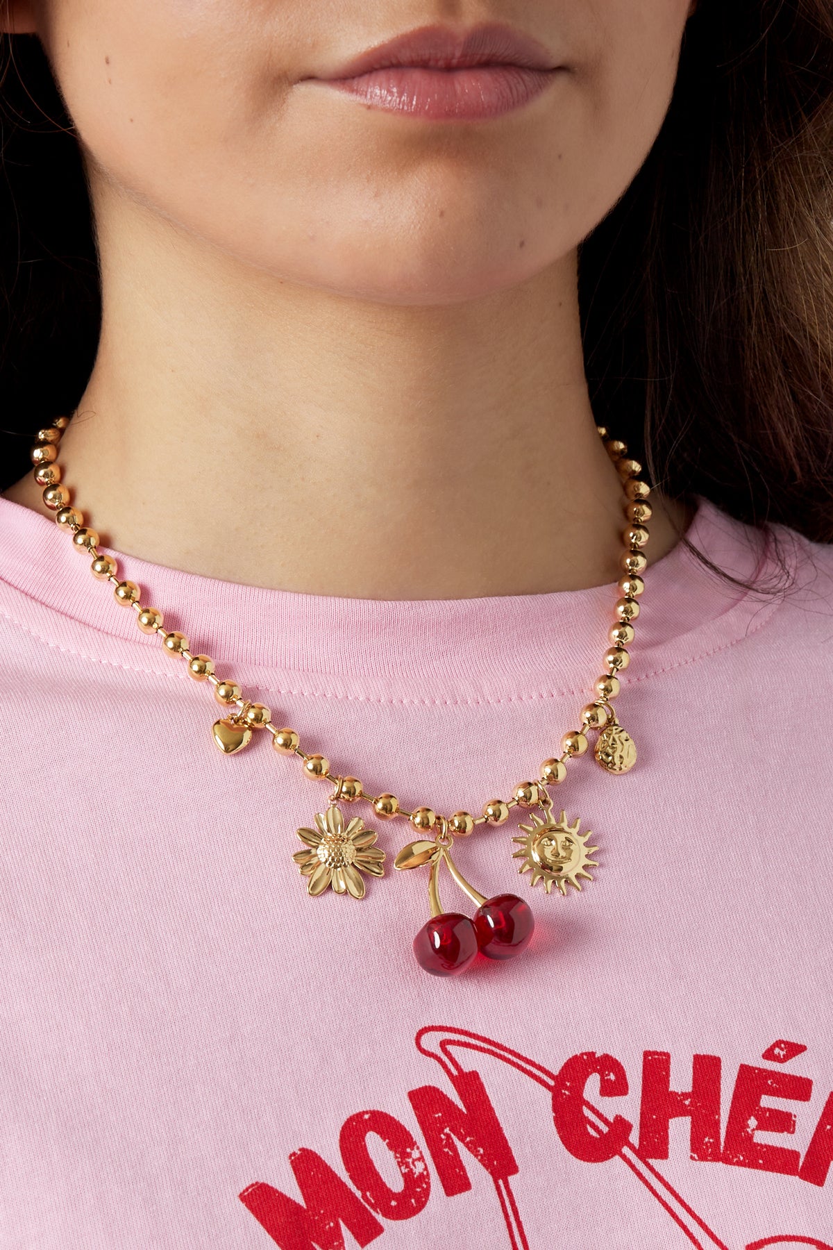 Cherry Charm Gold Necklace