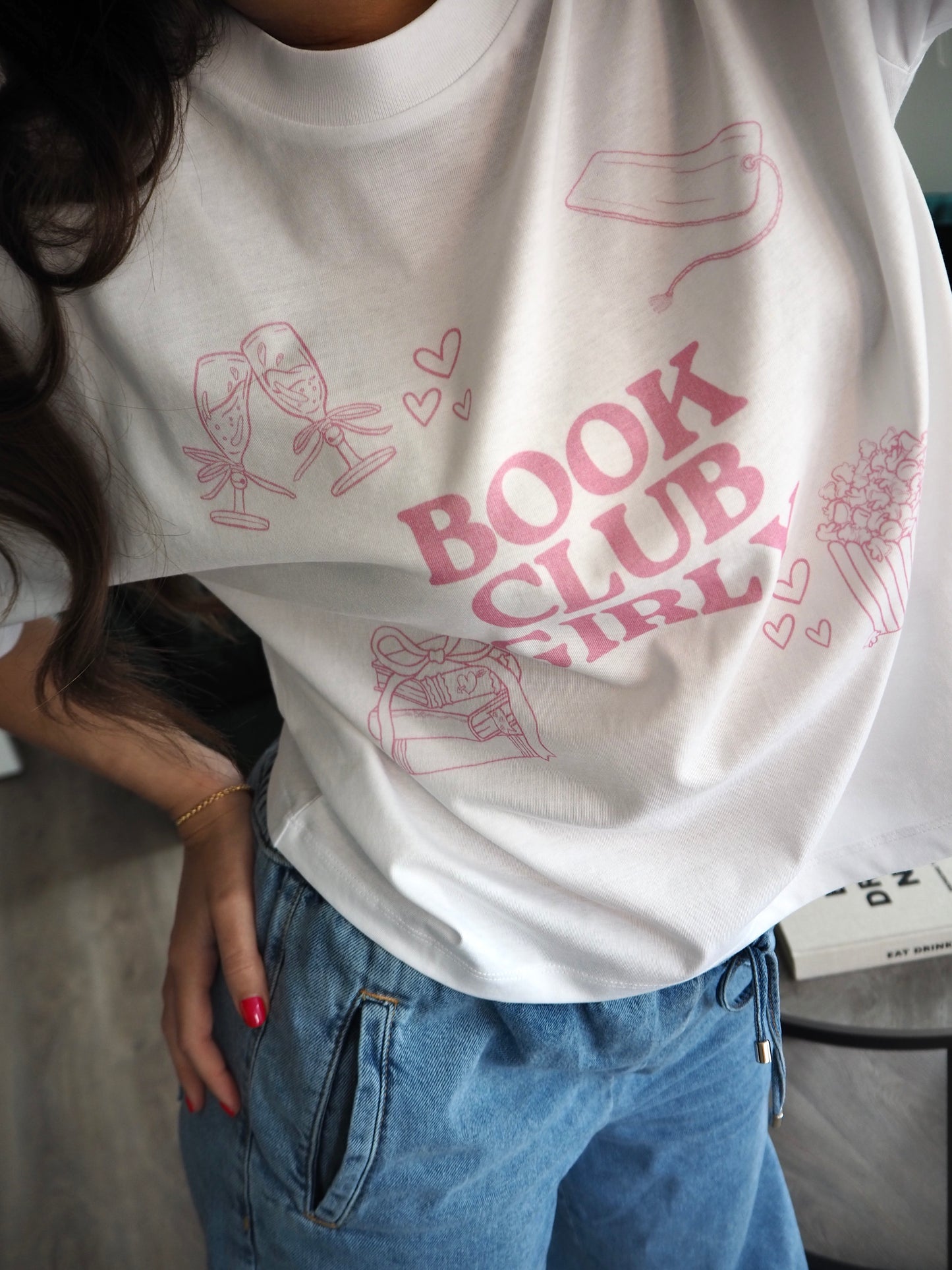 Book Club Girly White Boxy T-Shirt