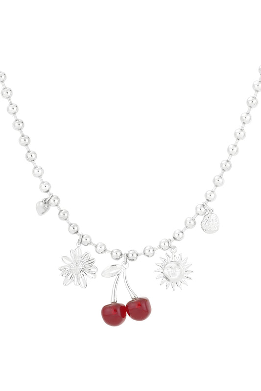 Cherry Charm Silver Necklace