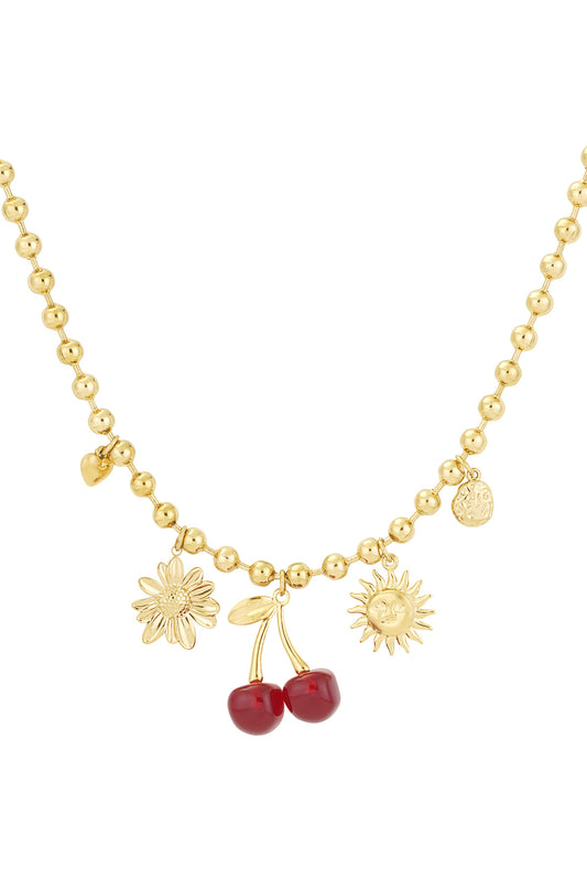 Cherry Charm Gold Necklace
